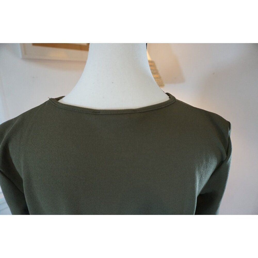 Zara Olive Green Midi Dress with Satin Scarf Belt - Size S - Picture 9 of 16